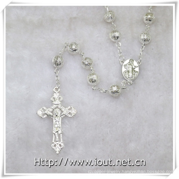 Religious Empty Metal Beads Rosaries with Virgin Mary Connector and Cross (IO-cr379)